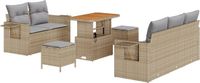 vidaXL Tuinbank Set 10-delig Beige en Lichtgrijs Polyrattan
