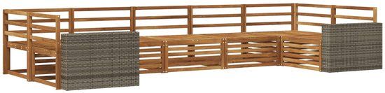 vidaXL - Hoek loungeset - 7 zitplekken - Naturel - Massief Acacia Hout