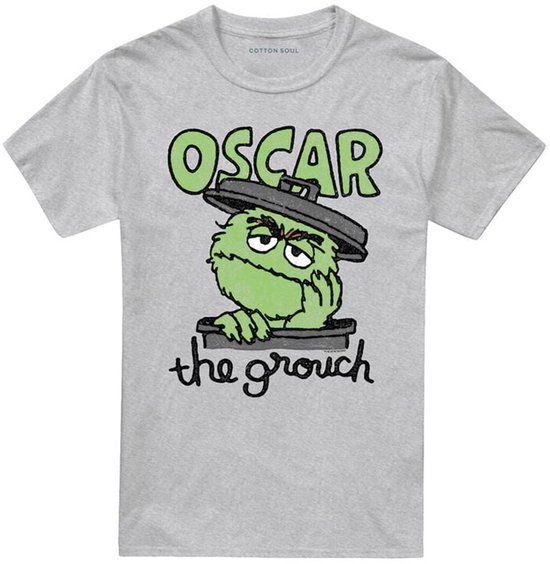 Sesame Street Oscar Heren T-shirt - grijs - 3XL