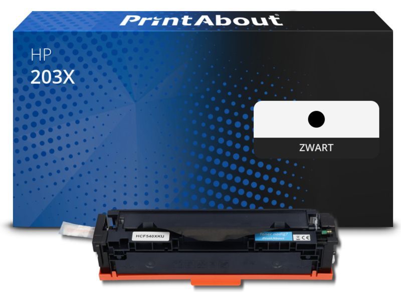 PrintAbout Toner 203X (CF540X) Zwart Hoge capaciteit geschikt voor HP