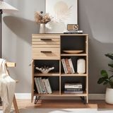 en.casa Dressoir Noppen 100x80x38 cm eikenkleurig en zwart