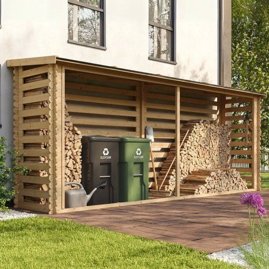 Intergard Houtberging haardhoutberging robuust voor haardhout 100x456x199cm