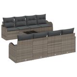 vidaXL Tuinbank Set 9-delig 8-Zits Grijs