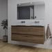 Saniclass Chaci Badkamermeubelset - 120x46x55cm - keramische wastafel zwart - 2 wasbakken - zonder kraangaten - 2 lades - rechthoekige spiegel - noten