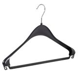 De Kledinghanger Gigant - Mantelhanger - Kostuumhanger - Jassenhanger - Volwassenen - F44 - 10 Stuks - Kunststof - Zwart - Schouderverbreding 2,2 cm - 44 cm - Kledinghanger - Kleerhanger - Hotelhanger
