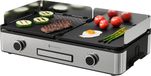 KitchenBrothers Plaque électrique - Plancha - Gourmet - Grill de table - 2400W - 30,5x52 cm - Inox/Noir