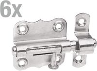 Alberts 858414 grendel | met knopgreep en zonder veer | rvs | plaat 39 x 38 mm | bout-Ø 8 mm | Set van 6