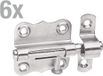 Alberts 858414 grendel | met knopgreep en zonder veer | rvs | plaat 39 x 38 mm | bout-Ø 8 mm | Set van 6
