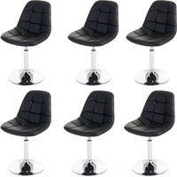 Générique HWC Set van 6 eetkamerstoelen HWC-A60, draaistoel, chroom ~ kunstleer zwart