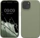 kwmobile Case voor iPhone 15 - Slank TPU-Hoesje met Zachte Afwerking - In grijsgroen