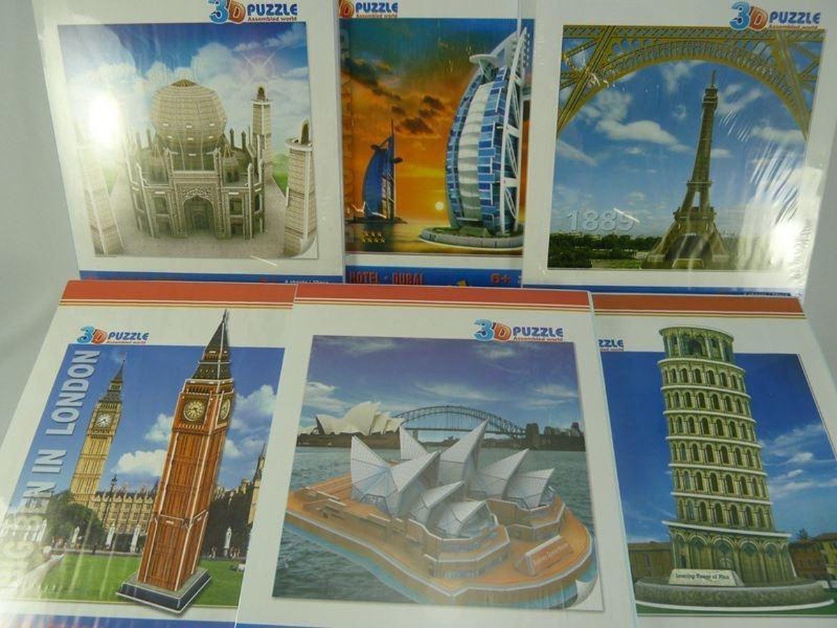 Free & Easy 3D foampuzzel van beroemde gebouwen - diverse kleuren - 8711295261398