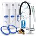 Ari robinet de cuisine 3 voies Highflex, chrome, robinet extractible. Incluant système de filtration d'eau Aquaphor Kristall H