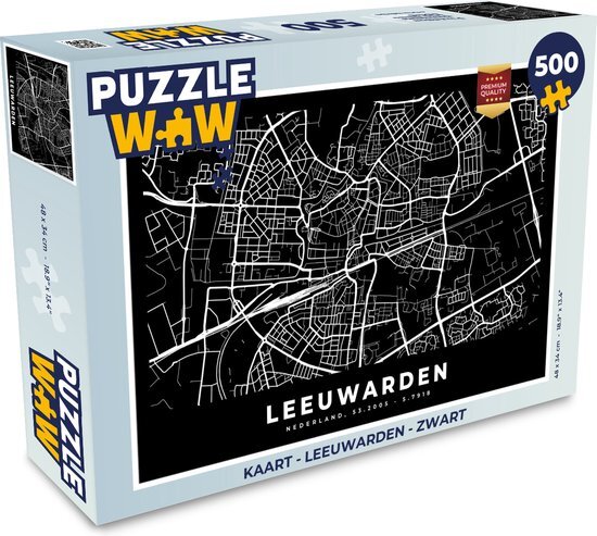 MuchoWow Puzzel Kaart - Leeuwarden - Zwart - Legpuzzel - Puzzel 500 stukjes