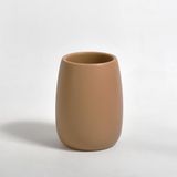 Spirella SVEN Tandenborstelhouder – Tumbler Badkamer Beker Wit met Houtlook