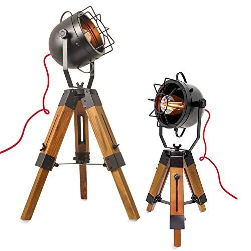 Barcelona LED Tafellamp - Industrieel Design - Vintage - Met Statief - Zwart - E27