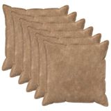 vidaXL - Kussensloop - 6 pcs - HOUTEN - Taupe - 65 x 65 cm - Microfiber Fleece