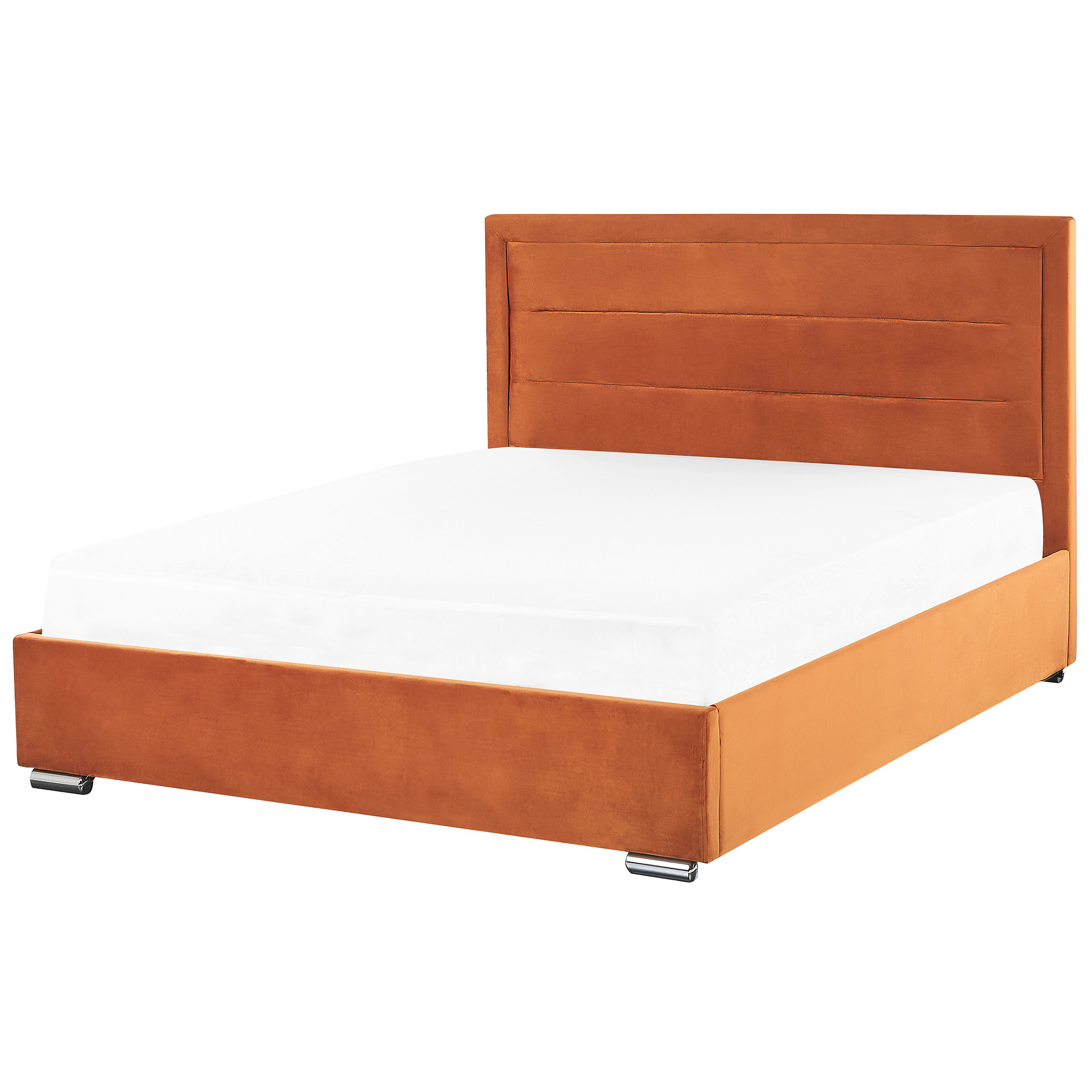 BELIANI Beliani ROUEN  - Tweepersoonsbed - Oranje - 160 x 200 cm - Fluweel