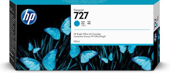HP 727 Cyan Original Ink Cartridge - 300 ml