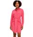 Rose 934479 Mini-robe élégante pour femme, robe d'été à col chemise et manches chauve-souris