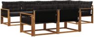 vidaXL Acacia Hout Hoek Loungeset 7-zits Naturel et Noir