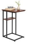 Merkloos Relaxdays Bijzettafel U-vorm 60 cm MDF Metaal Bruin Zwart