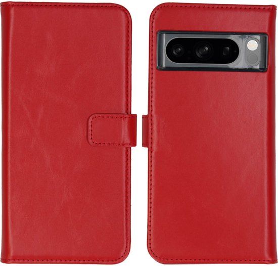 Selencia Google Pixel 8 Pro Hoesje - Echt Lederen Bookcase - Rood - Met Pasjeshouder
