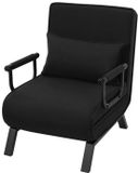 Merkloos Corvance B.V. Slaapbank - Slaapfauteuil - Slaapstoel - Inklapbare Slaapbank - Opvouwbare Stoel - 3-in-1 - met Fauteuil - Linnen Bekleding - Kussen - Verstelbare Rugleuning - Zwart
