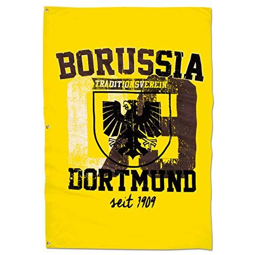 Borussia Dortmund BVB 17130600 Hijsvlag 100x150cm met stadswapen, zwart/geel, 100 x 150 x 1 cm