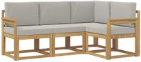 vidaXL - Buiten - bank - set - 4 - st - Wit - en - Lichtgrijs - Polyester