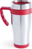 Merkloos / Sans marque Makito Western Europe Warmhoudbeker/thermos isoleer koffiebeker/mok - RVS - zilver/metallic rood - 450 ml - Reisbeker