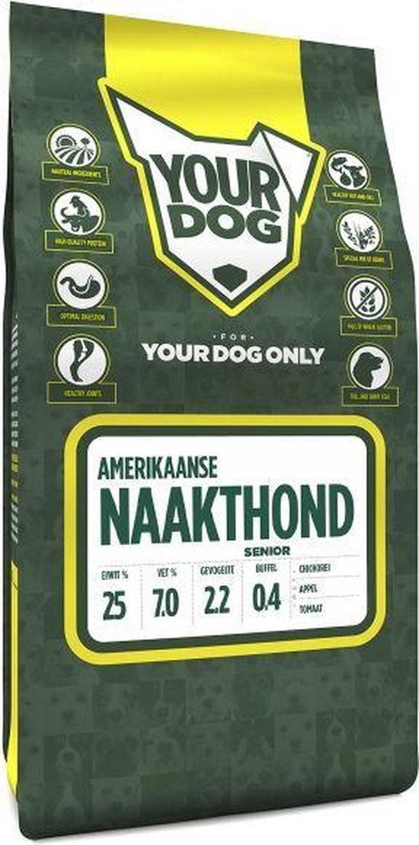 Yourdog Senior 3 kg amerikaanse naakthond hondenvoer