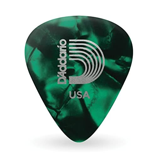 D'Addario Celluloid Guitar Picks - Green, Heavy, 10-Pack