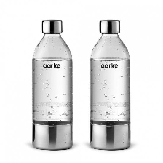 Aarke A1201 Carbonatorfles Set van 2 Roestvrijstaal, Transparant 1000 ml