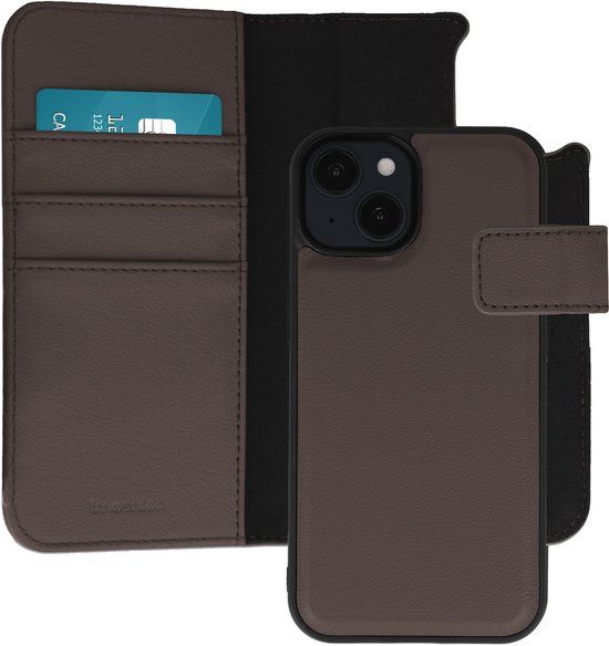 imoshion Hoesje - Geschikt voor Apple iPhone 14 - Uitneembare 2-in-1 Luxe Bookcase - Bruin
