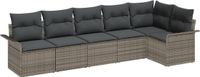 vidaXL Tuinbank - Set - 6 zitplaatsen - Grijs - Polyrattan