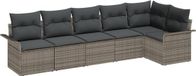 vidaXL Tuinbank - Set - 6 zitplaatsen - Grijs - Polyrattan