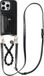 AVY Leren Hoesje geschikt voor Apple iPhone 16 Pro | Met Koord en Kaarthouder | Compatibel met MagSafe | Leather Case met Polsand & Crossbody Koord & Wallet | Rosario Leather Set | Croco Zwart