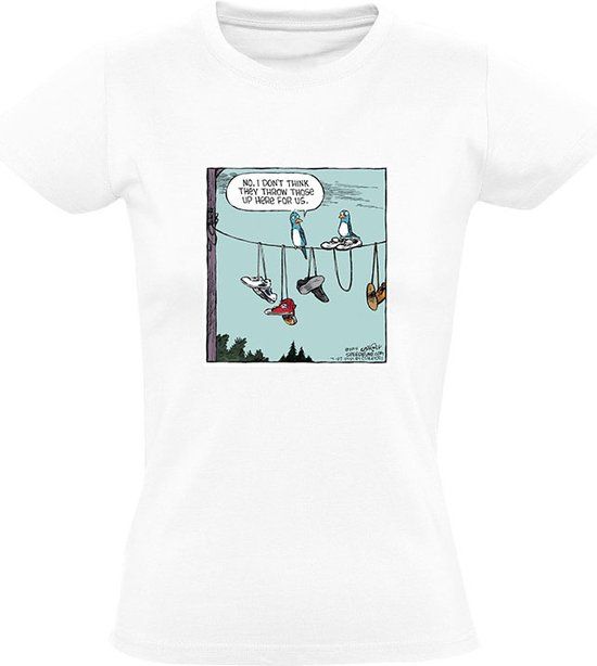Grappige Dames T-shirt - vogel - schoen - waslijn - was - humor - grappig - 4XL