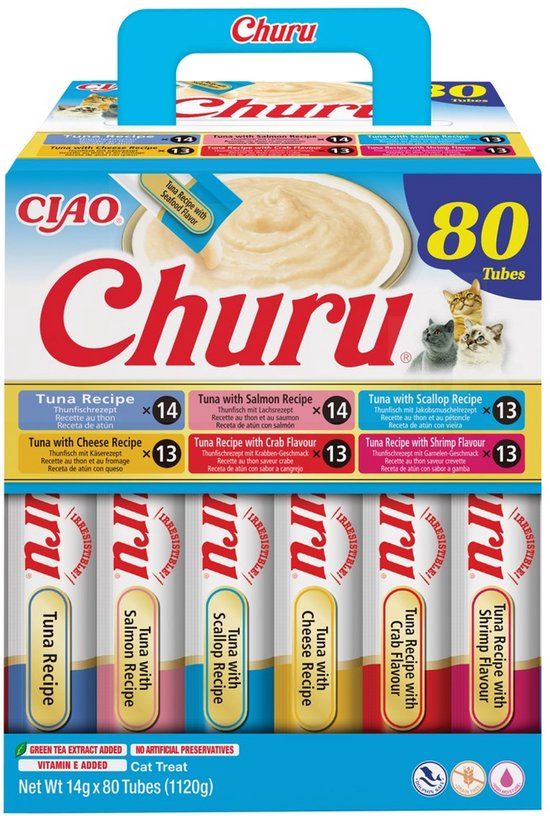 Inaba Churu Kattenpasta Tonijn 80 stuks