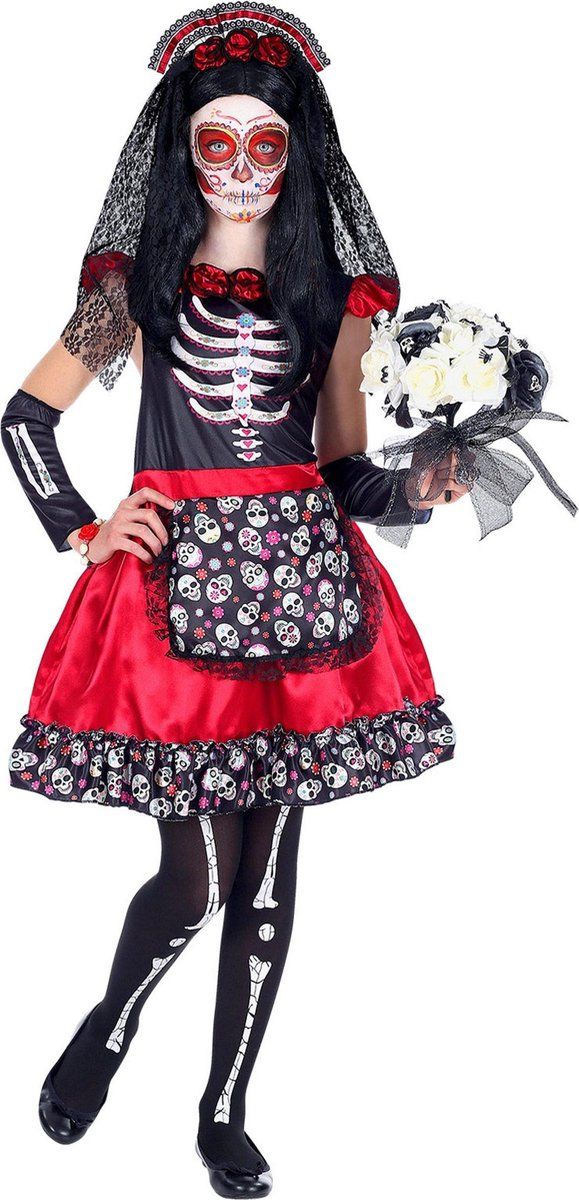 Widmann Kinderkostuum Mujer Dia de los Muertos - Rood - Polyester - EAN: 8003558069170