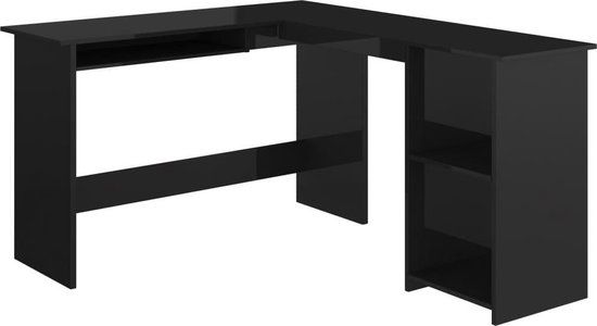vidaXL Hoekbureau L-vormig 120x140x75 cm bewerkt hout hoogglans zwart