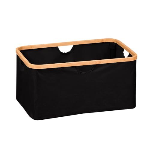 Kesper Opbergmand, Bamboe/Polyester, 54 x 37 x 26 cm, Zwart/Bruin