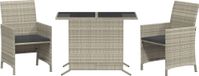 Bol Bistroset 3-delig avec coussins poly rotin gris clair