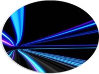 Merkloos / Sans marque PVC Schuimplaat Ovaal - Blauwe Neon Strepen - 28x21 cm