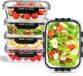 Sans marque Ensemble de récipients en verre pour la préparation de repas avec couvercles - Lot de 5 récipients de stockage réutilisables, étanches, lavables au lave-vaisselle