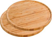 Merkloos Kesper Bamboe houten serveerplank rond - 2x - D32 cm