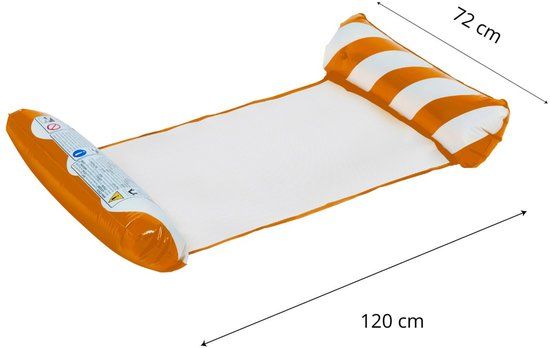 Eddy Toys Luchtbed Zwembad – Luchtmatras Zwembad Volwassenen vanaf 14 jaar – Opblaasbed met Hoofd- en Voetrol – Tot 80 kg – Voor Ondiep Water – Inclusief Reparatiepatch - Oranje