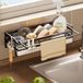 Organisateur de cuisine en acier inoxydable, noir, pour évier et vaisselle