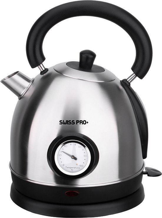 Swiss Pro+ Retro Waterkoker - 1.8L - 2200W - Metallic Silver