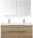 BES LED Seville Badmeubelset 120 cm - 2 Laden Natuur Eik Edge - Wastafel Enjoy Dubbel met Spiegelkast